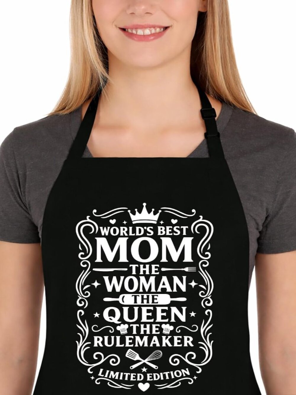 Funny Aprons for Mom, Kitchen Cooking Apron with 2 Pockets for Mother
